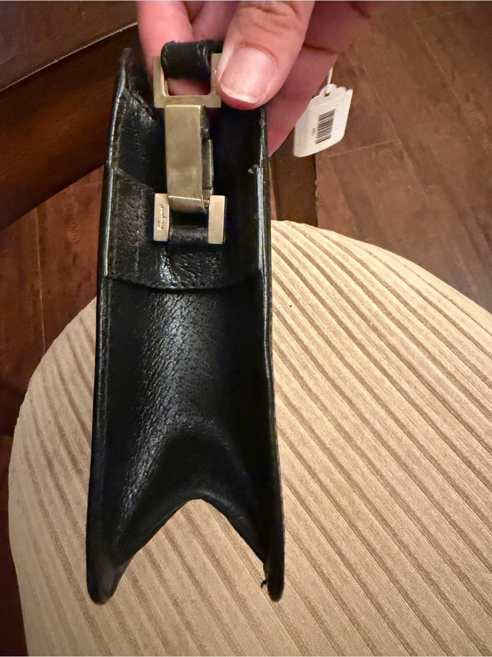 Authentic Salvatore Ferragamo Black Leather Clutch with Wrist Strap